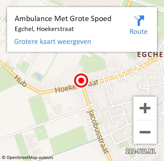 Locatie op kaart van de 112 melding: Ambulance Met Grote Spoed Naar Egchel, Hoekerstraat op 18 mei 2014 01:06