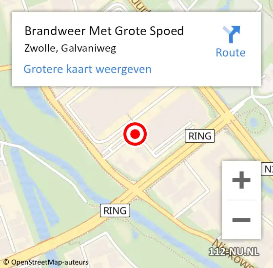 Locatie op kaart van de 112 melding: Brandweer Met Grote Spoed Naar Zwolle, Galvaniweg op 5 september 2020 12:24