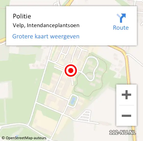 Locatie op kaart van de 112 melding: Politie Velp, Intendanceplantsoen op 5 september 2020 12:35