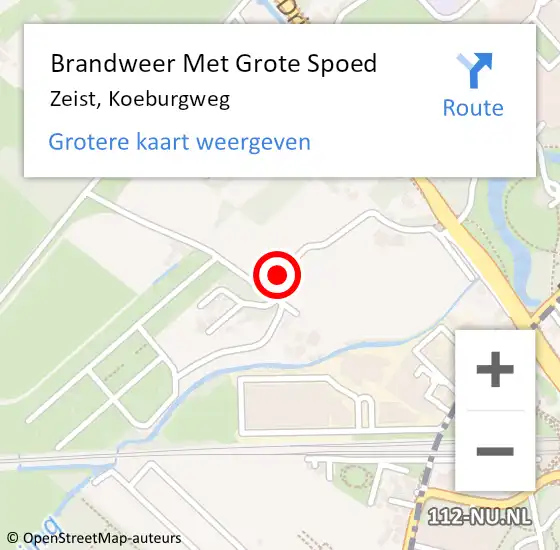 Locatie op kaart van de 112 melding: Brandweer Met Grote Spoed Naar Zeist, Koeburgweg op 5 september 2020 13:19