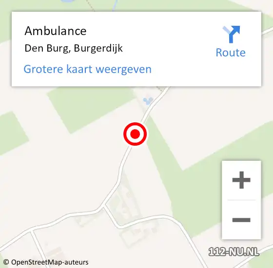 Locatie op kaart van de 112 melding: Ambulance Den Burg, Burgerdijk op 5 september 2020 13:46