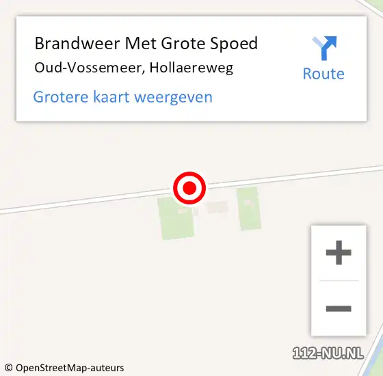 Locatie op kaart van de 112 melding: Brandweer Met Grote Spoed Naar Oud-Vossemeer, Hollaereweg op 5 september 2020 14:19