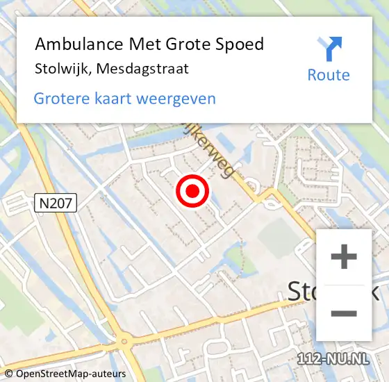 Locatie op kaart van de 112 melding: Ambulance Met Grote Spoed Naar Stolwijk, Mesdagstraat op 5 september 2020 15:09