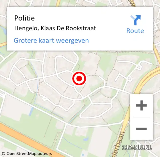 Locatie op kaart van de 112 melding: Politie Hengelo, Klaas De Rookstraat op 5 september 2020 15:27