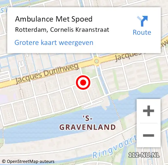 Locatie op kaart van de 112 melding: Ambulance Met Spoed Naar Rotterdam, Cornelis Kraanstraat op 5 september 2020 16:14