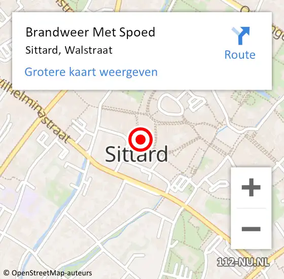 Locatie op kaart van de 112 melding: Brandweer Met Spoed Naar Sittard, Walstraat op 5 september 2020 16:23