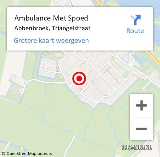 Locatie op kaart van de 112 melding: Ambulance Met Spoed Naar Abbenbroek, Triangelstraat op 5 september 2020 17:03