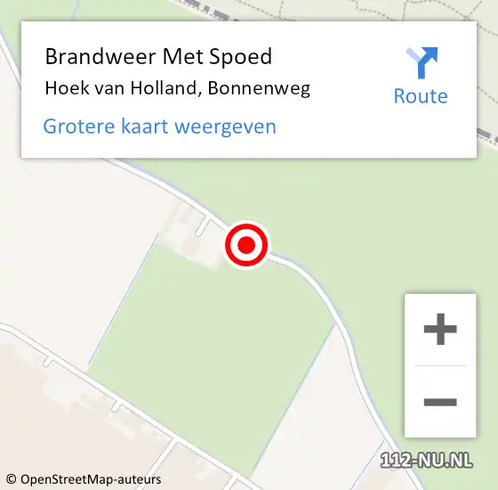 Locatie op kaart van de 112 melding: Brandweer Met Spoed Naar Hoek van Holland, Bonnenweg op 5 september 2020 17:09