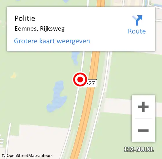Locatie op kaart van de 112 melding: Politie Eemnes, Rijksweg op 5 september 2020 20:19
