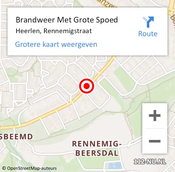 Locatie op kaart van de 112 melding: Brandweer Met Grote Spoed Naar Heerlen, Rennemigstraat op 5 september 2020 20:33