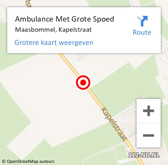 Locatie op kaart van de 112 melding: Ambulance Met Grote Spoed Naar Maasbommel, Kapelstraat op 5 september 2020 21:02