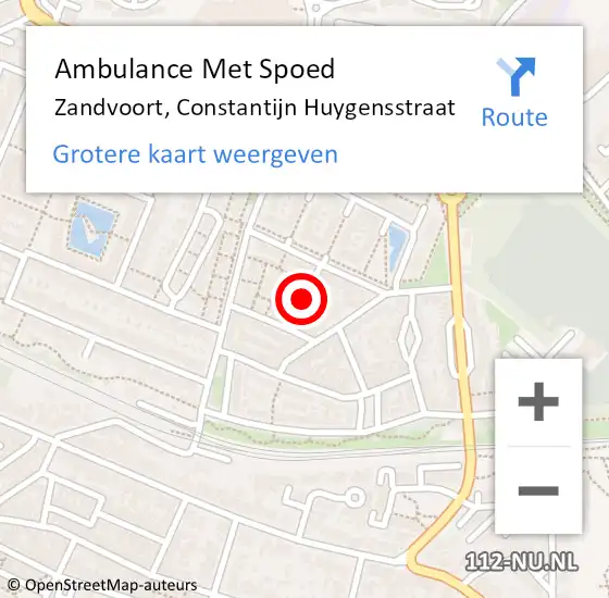 Locatie op kaart van de 112 melding: Ambulance Met Spoed Naar Zandvoort, Constantijn Huygensstraat op 5 september 2020 21:37