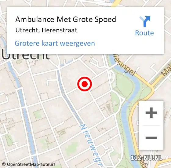 Locatie op kaart van de 112 melding: Ambulance Met Grote Spoed Naar Utrecht, Herenstraat op 5 september 2020 23:00