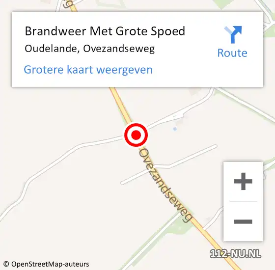 Locatie op kaart van de 112 melding: Brandweer Met Grote Spoed Naar Oudelande, Ovezandseweg op 5 september 2020 23:25