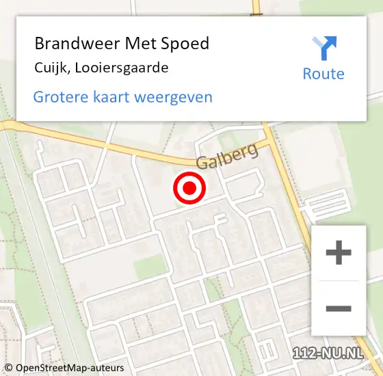 Locatie op kaart van de 112 melding: Brandweer Met Spoed Naar Cuijk, Looiersgaarde op 6 september 2020 00:06