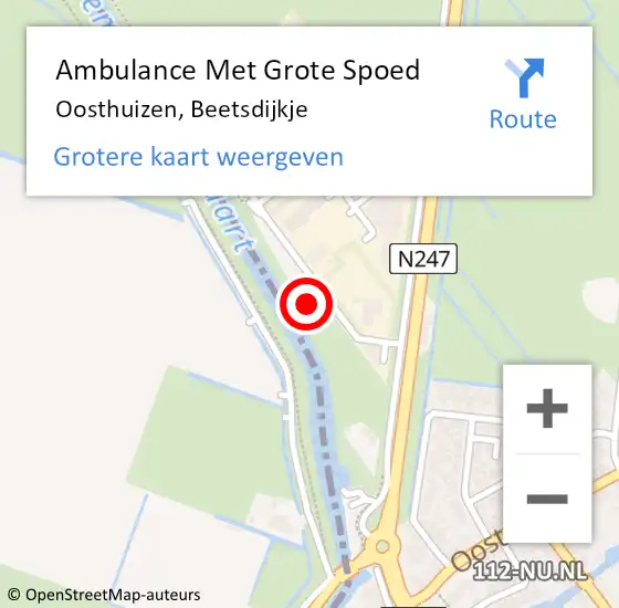 Locatie op kaart van de 112 melding: Ambulance Met Grote Spoed Naar Oosthuizen, Beetsdijkje op 18 mei 2014 03:00