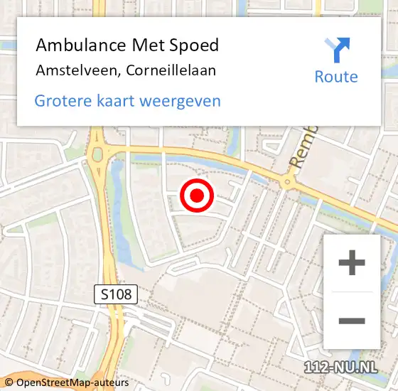 Locatie op kaart van de 112 melding: Ambulance Met Spoed Naar Amstelveen, Corneillelaan op 6 september 2020 01:59