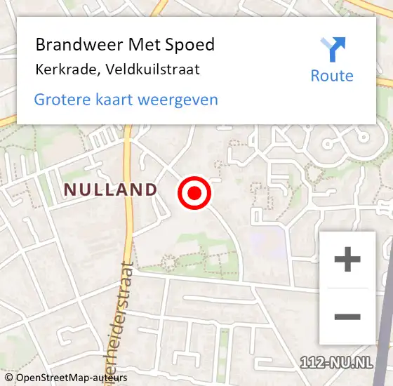 Locatie op kaart van de 112 melding: Brandweer Met Spoed Naar Kerkrade, Veldkuilstraat op 6 september 2020 04:26