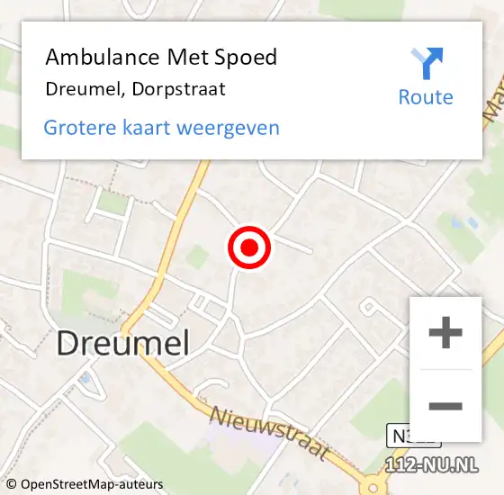 Locatie op kaart van de 112 melding: Ambulance Met Spoed Naar Dreumel, Dorpstraat op 6 september 2020 04:59