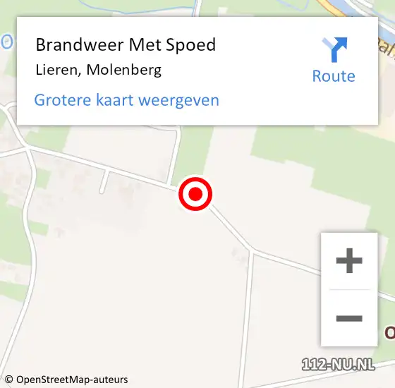 Locatie op kaart van de 112 melding: Brandweer Met Spoed Naar Lieren, Molenberg op 6 september 2020 05:30