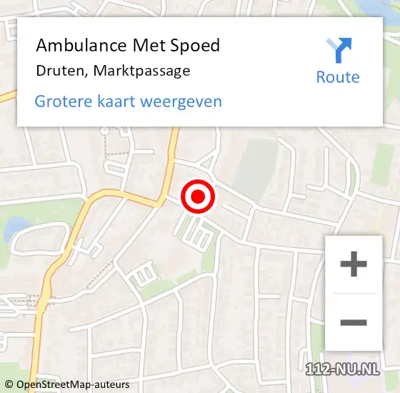 Locatie op kaart van de 112 melding: Ambulance Met Spoed Naar Druten, Marktpassage op 6 september 2020 06:56