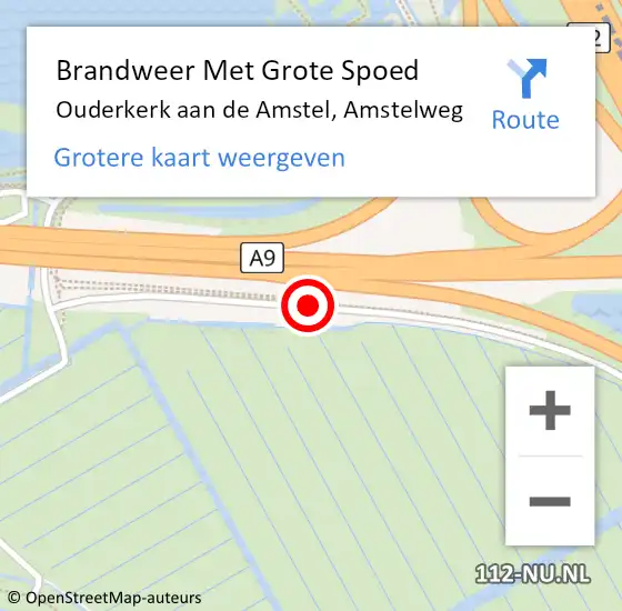 Locatie op kaart van de 112 melding: Brandweer Met Grote Spoed Naar Ouderkerk aan de Amstel, Amstelweg op 6 september 2020 07:21