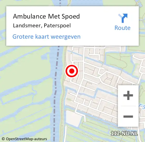 Locatie op kaart van de 112 melding: Ambulance Met Spoed Naar Landsmeer, Paterspoel op 6 september 2020 08:14
