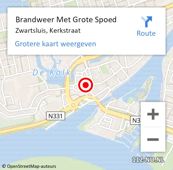 Locatie op kaart van de 112 melding: Brandweer Met Grote Spoed Naar Zwartsluis, Kerkstraat op 18 mei 2014 03:31