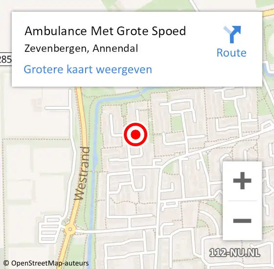 Locatie op kaart van de 112 melding: Ambulance Met Grote Spoed Naar Zevenbergen, Annendal op 6 september 2020 09:29