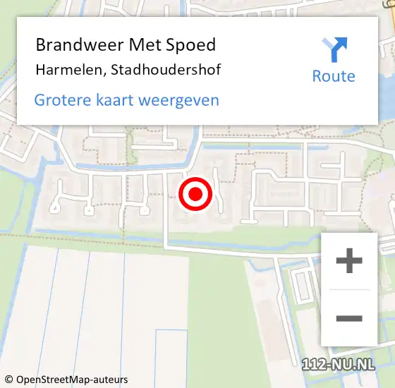 Locatie op kaart van de 112 melding: Brandweer Met Spoed Naar Harmelen, Stadhoudershof op 6 september 2020 10:01