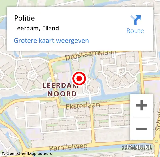 Locatie op kaart van de 112 melding: Politie Leerdam, Eiland op 2 oktober 2013 10:16