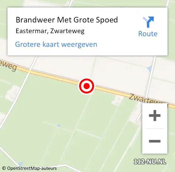 Locatie op kaart van de 112 melding: Brandweer Met Grote Spoed Naar Eastermar, Zwarteweg op 6 september 2020 10:31