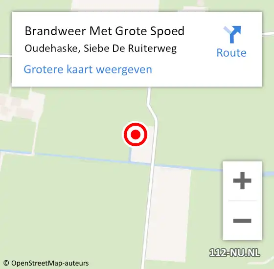 Locatie op kaart van de 112 melding: Brandweer Met Grote Spoed Naar Oudehaske, Siebe De Ruiterweg op 18 mei 2014 03:53