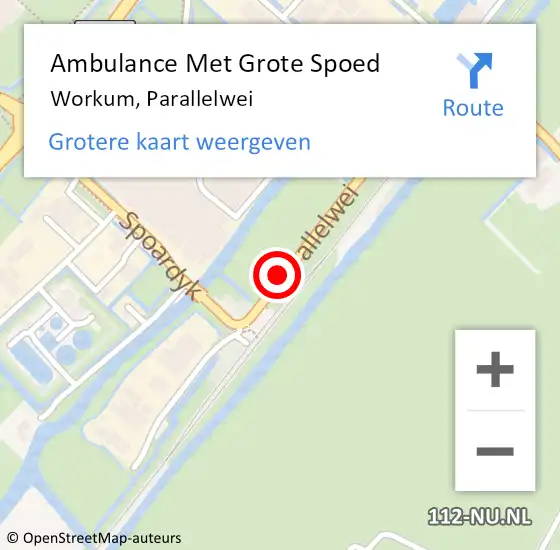 Locatie op kaart van de 112 melding: Ambulance Met Grote Spoed Naar Workum, Parallelwei op 6 september 2020 12:53