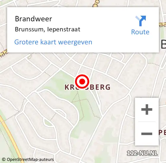 Locatie op kaart van de 112 melding: Brandweer Brunssum, Iepenstraat op 18 mei 2014 04:26