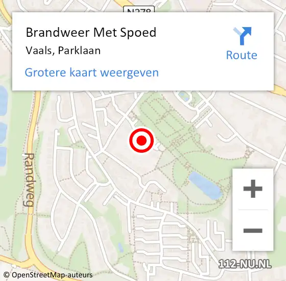 Locatie op kaart van de 112 melding: Brandweer Met Spoed Naar Vaals, Parklaan op 6 september 2020 15:11