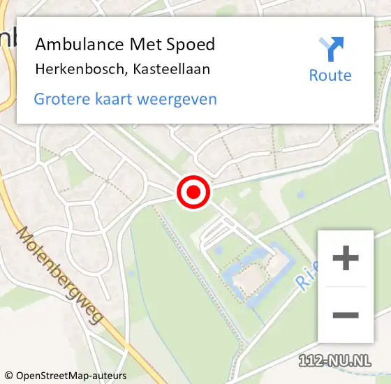 Locatie op kaart van de 112 melding: Ambulance Met Spoed Naar Herkenbosch, Kasteellaan op 6 september 2020 15:18