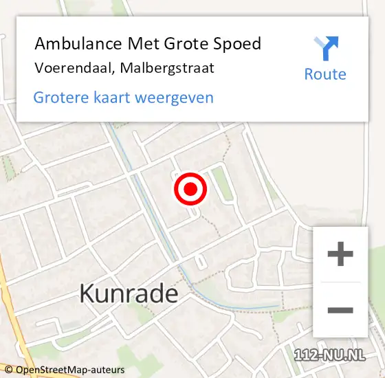 Locatie op kaart van de 112 melding: Ambulance Met Grote Spoed Naar Voerendaal, Malbergstraat op 18 mei 2014 05:05