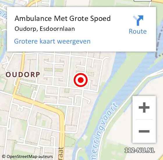 Locatie op kaart van de 112 melding: Ambulance Met Grote Spoed Naar Oudorp, Esdoornlaan op 18 mei 2014 05:10