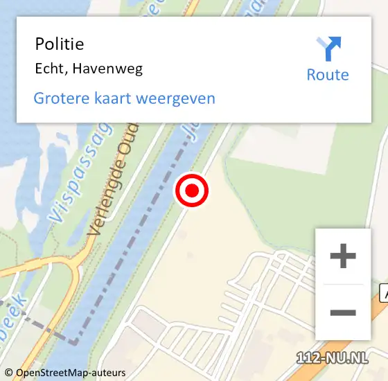 Locatie op kaart van de 112 melding: Politie Echt, Havenweg op 6 september 2020 17:15