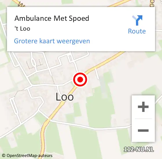 Locatie op kaart van de 112 melding: Ambulance Met Spoed Naar 't Loo op 6 september 2020 17:23