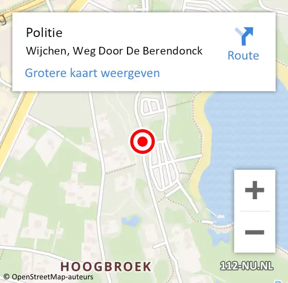 Locatie op kaart van de 112 melding: Politie Wijchen, Weg Door De Berendonck op 6 september 2020 19:51
