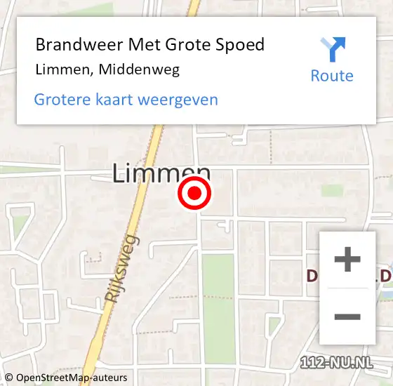 Locatie op kaart van de 112 melding: Brandweer Met Grote Spoed Naar Limmen, Middenweg op 6 september 2020 20:43