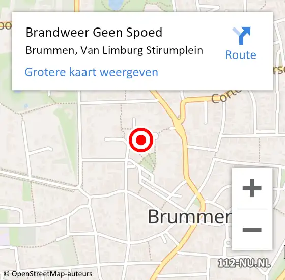 Locatie op kaart van de 112 melding: Brandweer Geen Spoed Naar Brummen, Van Limburg Stirumplein op 6 september 2020 20:58