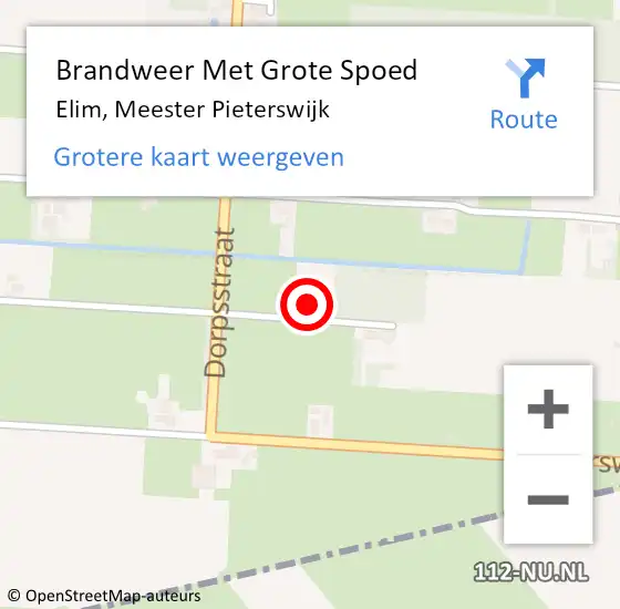 Locatie op kaart van de 112 melding: Brandweer Met Grote Spoed Naar Elim, Meester Pieterswijk op 18 mei 2014 06:49