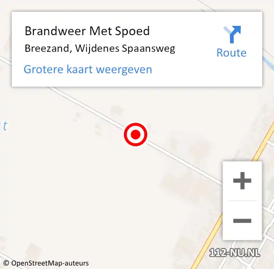 Locatie op kaart van de 112 melding: Brandweer Met Spoed Naar Breezand, Wijdenes Spaansweg op 7 september 2020 03:52