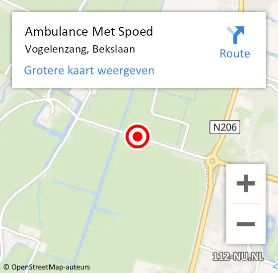 Locatie op kaart van de 112 melding: Ambulance Met Spoed Naar Vogelenzang, Bekslaan op 7 september 2020 08:03