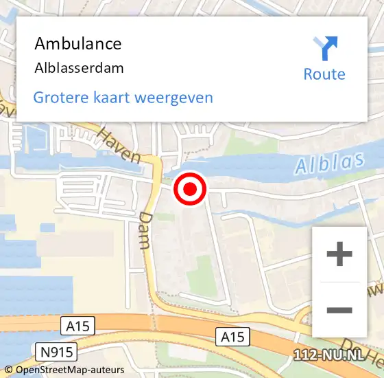 Locatie op kaart van de 112 melding: Ambulance Alblasserdam op 7 september 2020 09:53