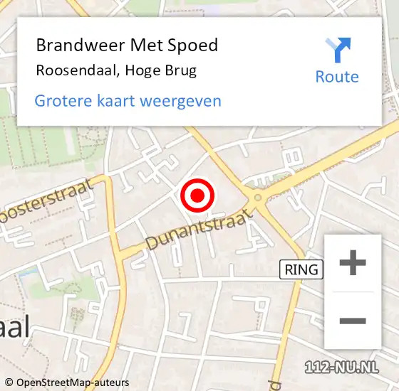 Locatie op kaart van de 112 melding: Brandweer Met Spoed Naar Roosendaal, Hoge Brug op 7 september 2020 10:53