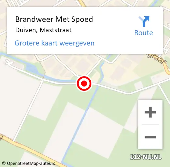 Locatie op kaart van de 112 melding: Brandweer Met Spoed Naar Duiven, Maststraat op 7 september 2020 11:57